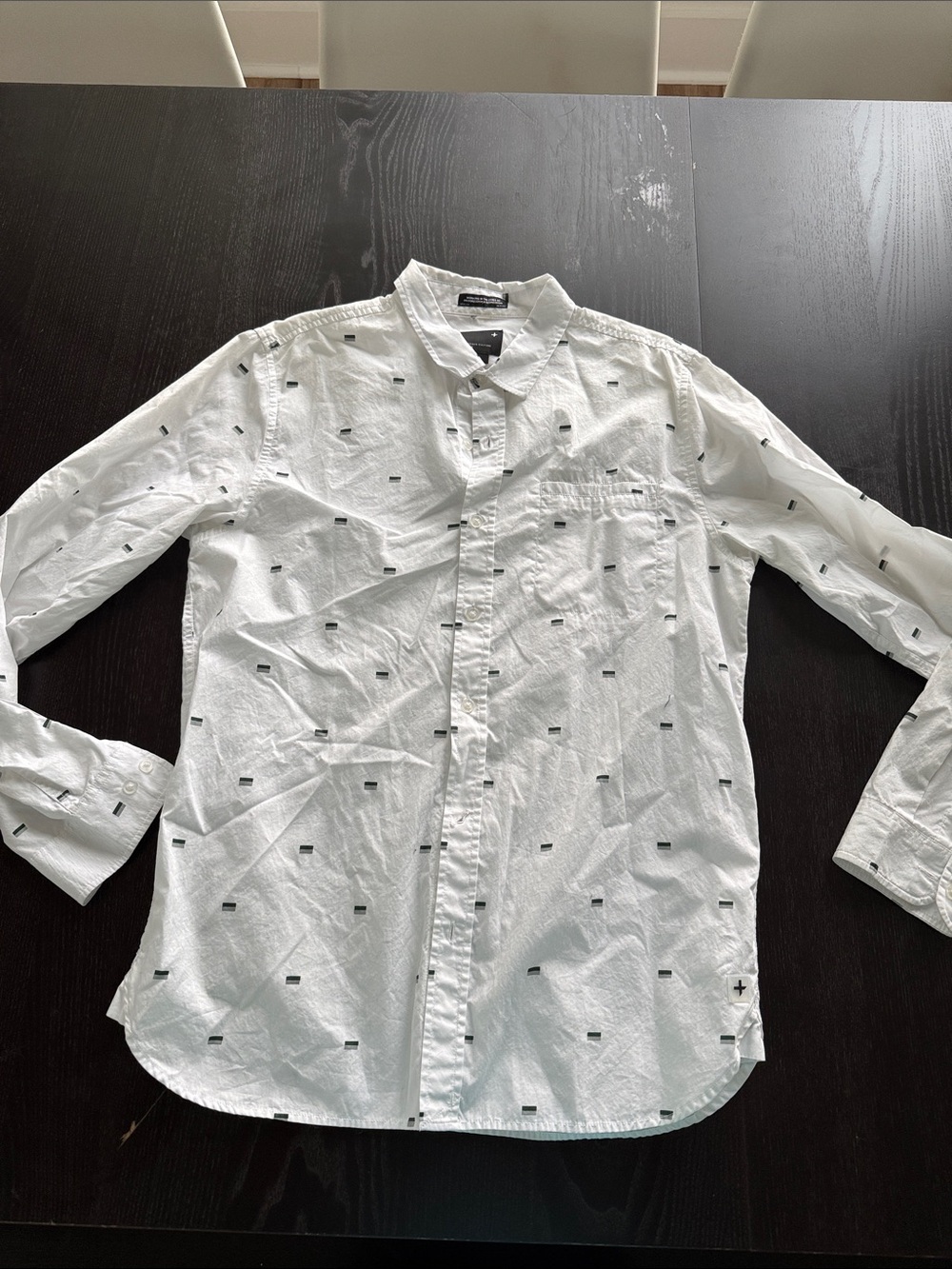 Tavik Men's White Button-Up Shirt with Subtle Black/grey Print M